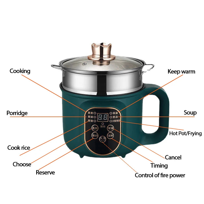 Electric Hot Pot Cooker Multicooker Hotpot Stew Heating Eggs Soup Pan Noodles  Steamer Rice Cookers Cooking Pot EU Plug 66