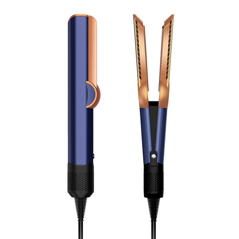 Professional 2-in-1 Negative Ion Hair Dryer & Straightener Long-Lasting Styling Tool Dual-Use Straightener for Wet or Dry Hair