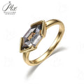 Customize Ring Salt and Pepper Moissanite Diamond Kite Pear Coffin Hexagon Half Moon Cut 925 Silver Wedding Vintage Jewelry