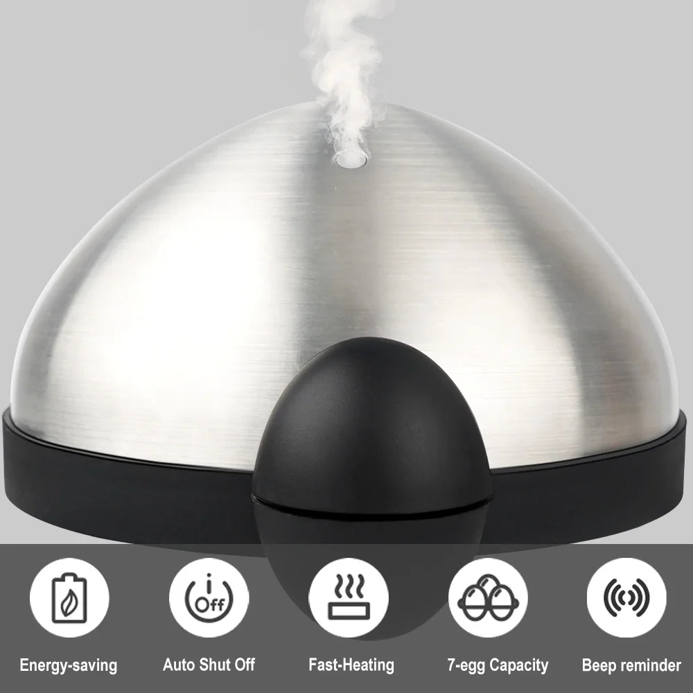360W Electric Egg Boiler 7 Eggs Steamer Multifunctional Cooker with Auto Shut Off for Omelet Soft Medium and Hard Boiled Eggs EU 66