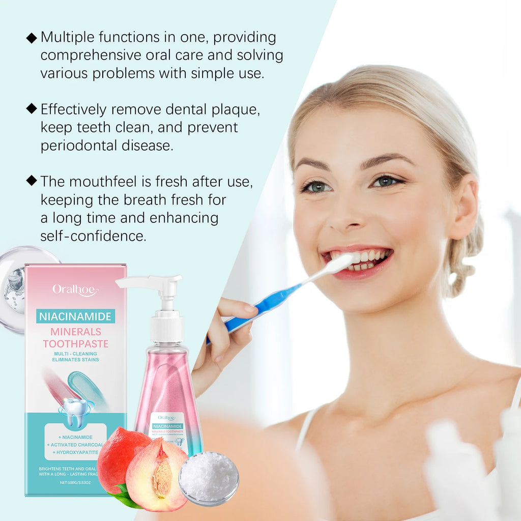 Niacinamide Bleaching Toothpaste Reduce Plaque Stains Improve Bad Breath Remove Yellow Stains Dental Cleansing Oral Hygiene Care