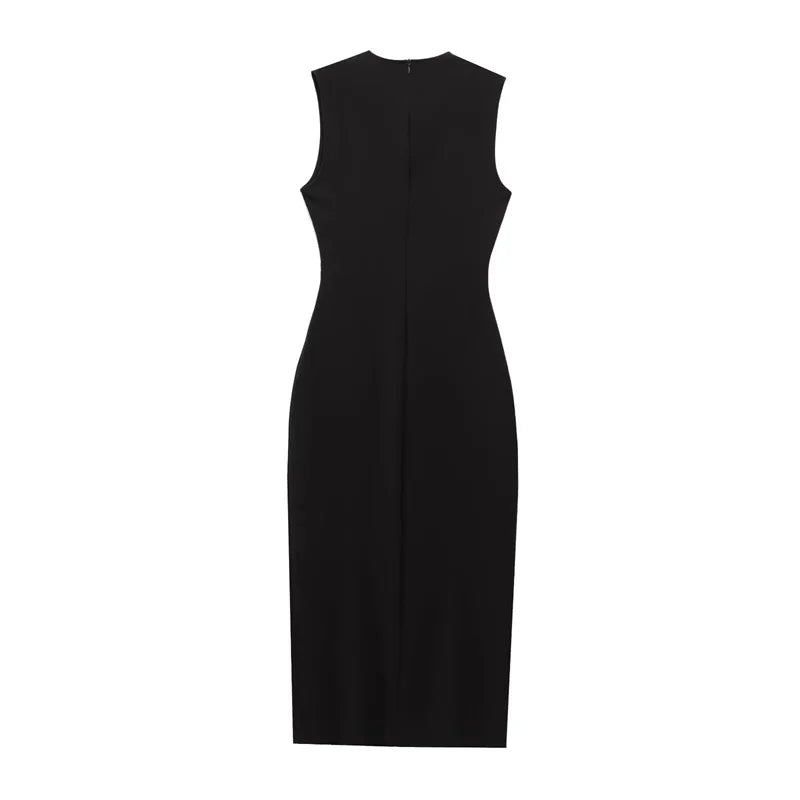 Women's Dress Black Long Dresses Spring Summer 2025 Button Up Sleeveless Sundress Vestidos Elegant Casual Women's Dresses