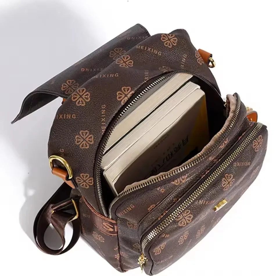 Retro Printed Large-Capacity Ladies' Backpack Elegant and Simple Style Backpack Casual Anti-Theft Multi-Functional Single-Should