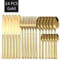 6/24/30PCS Gold Tableware Sets Stainless Steel Cutlery Knife Tea Fork Coffee Spoon Flatware Dishwasher Safe