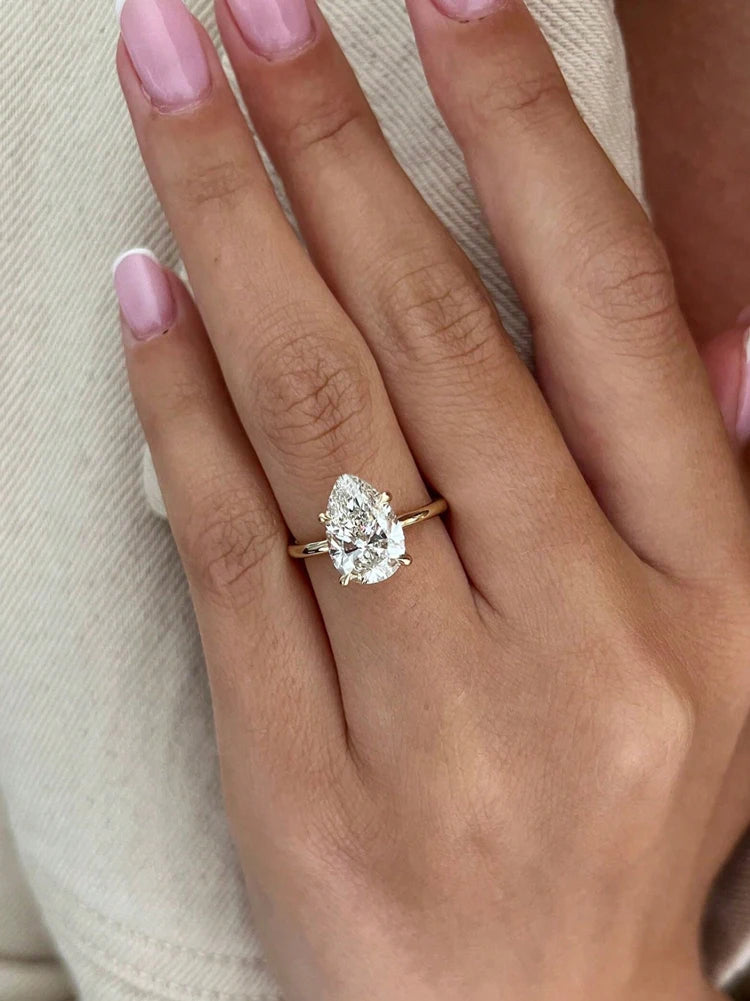 925 Sterling Silver 1-4 CT Zircon Sparkling Luxury Water Drop Shape Ring For Women Engagement Wedding High Quality Fine Jewelry