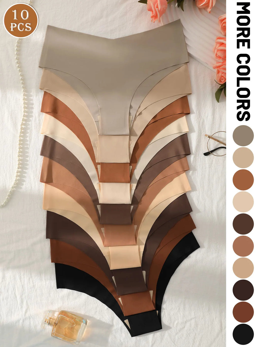 10pcs Women's Seamless Comfortable Solid Color Triangle Panties