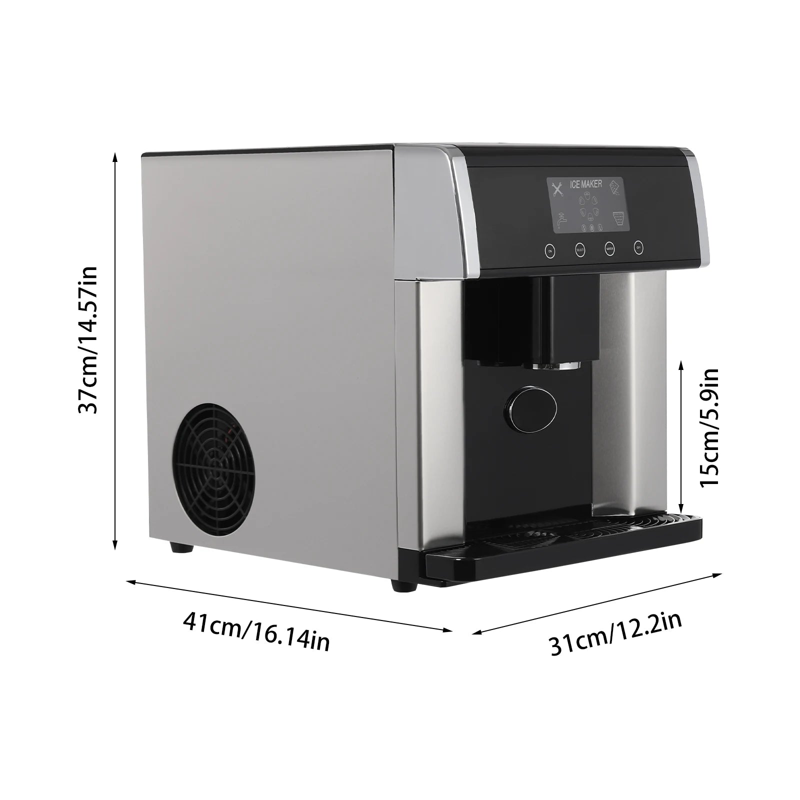 100-150W Stainless Steel Ice Machine LCD Touch Control Ice Maker R290 110V/60Hz Ice Generator Used In Homes Cafes Offices And More