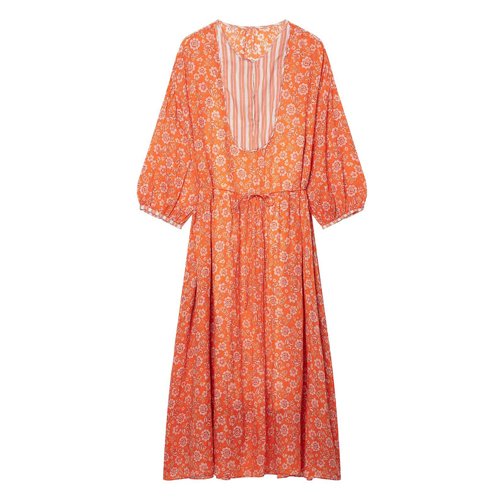 ZERAINS 2026 Summer New Women's Fashion Simple and Versatile Loose Seven Sleeve Flower Printed Dress