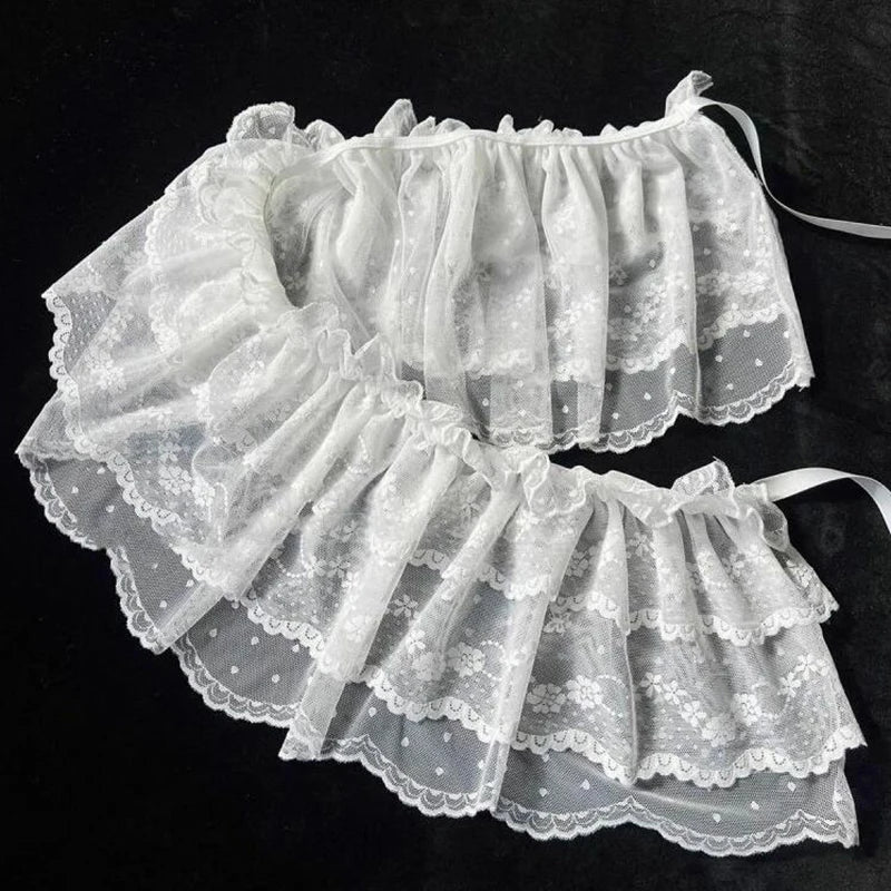 2026 Korean Ins Unique Lace Layered Gauze Skirts Lace Trim A-Line Short Cloth Mini Waist Skirts Harajuku Girl's White Skirts Y2K