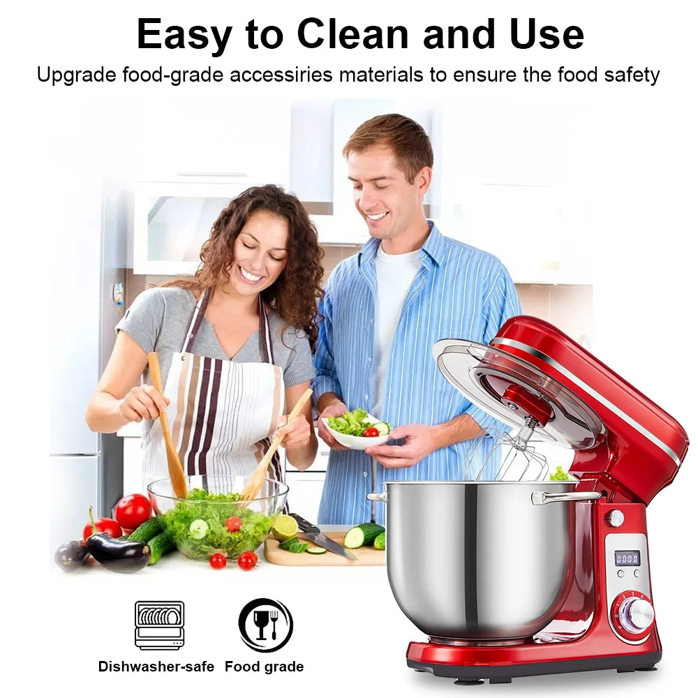BioloMix 6-speed Kitchen Food Stand Mixer 1200W DC Quiet Motor  6L Stainless Steel Bowl with Cream Egg Whisk Whip Dough Kneader
