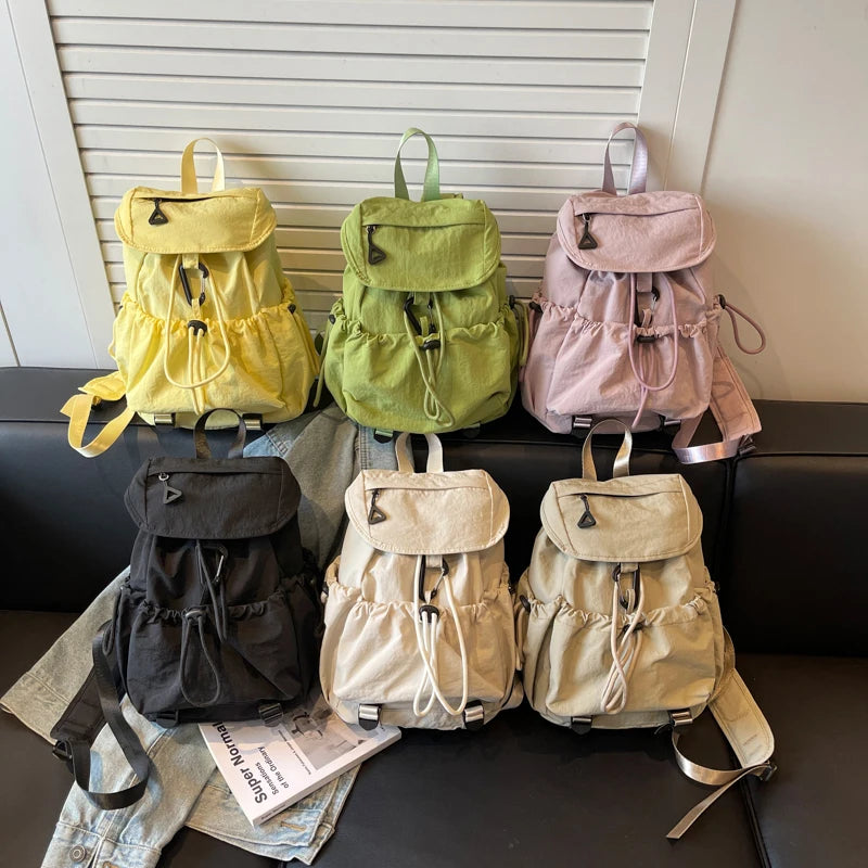 LEFTSIDE Women's Small Soft Cloth Backpacks 2025 New in Fashion Summer New Backpack Girls School Bag Cute Green Back Pack