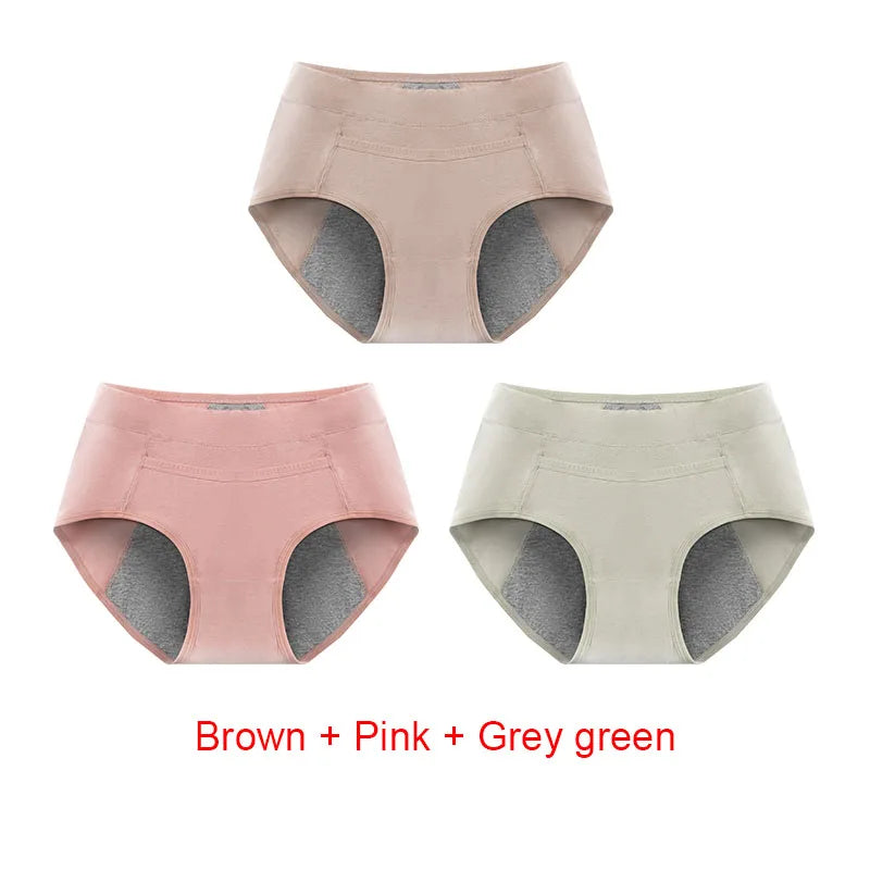 Women's Panties UnderwearLeakproofBreathable Briefs MenstrualPants PlusSizeWaterproof Mid Waist Organic Cotton Protective Briefs