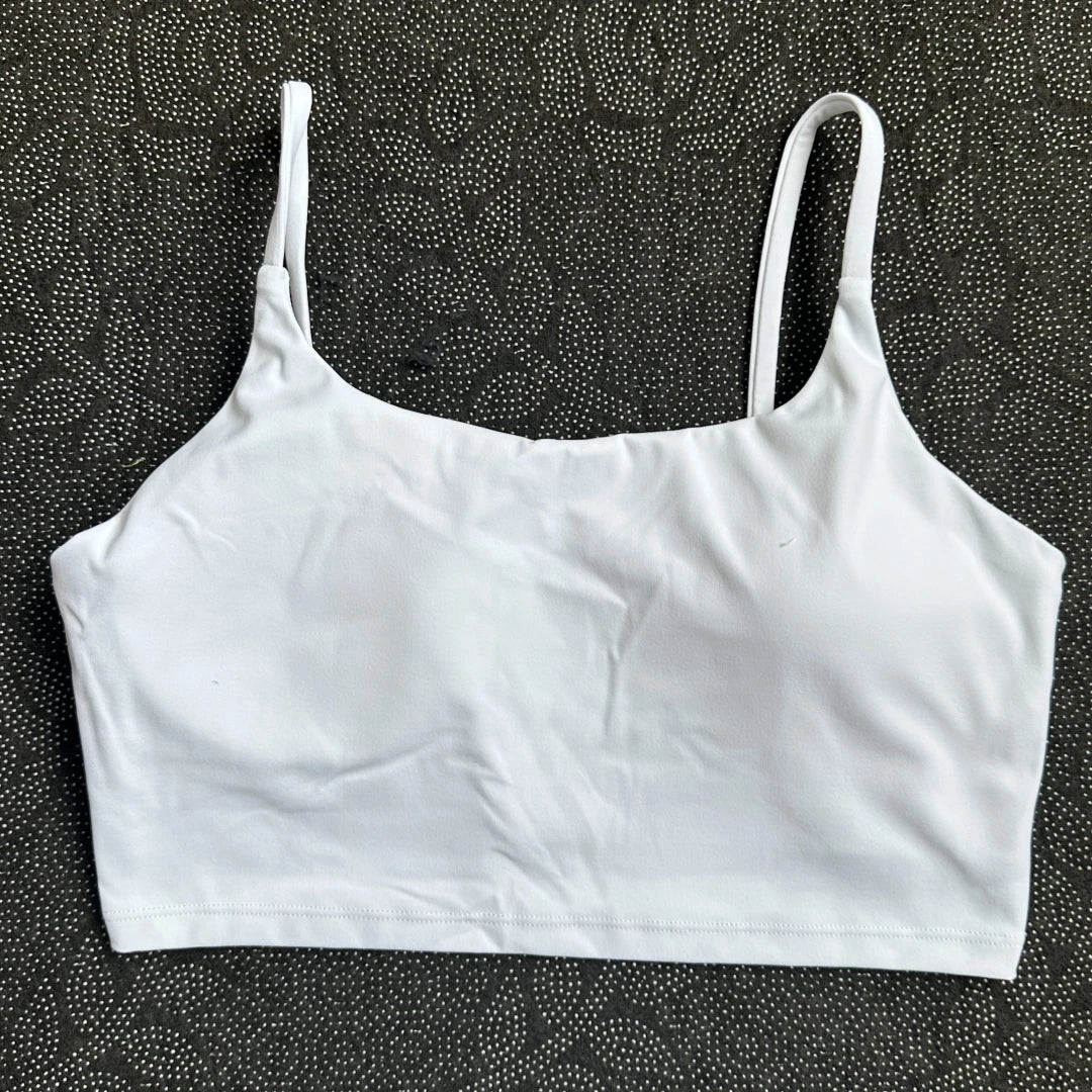 Solid Color Tight Fitness Women Sport Bra Spaghetti Strap Gym Yoga Bra Athletic Underwear Soft Top Workout Train With Chest Pad