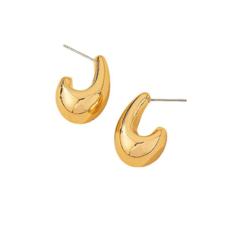 Vintage Chunky Dome Drop Earrings For Women Gold Plated Stainless Steel Thick Teardrop Earring Statement Wedding Jewelry Gifts