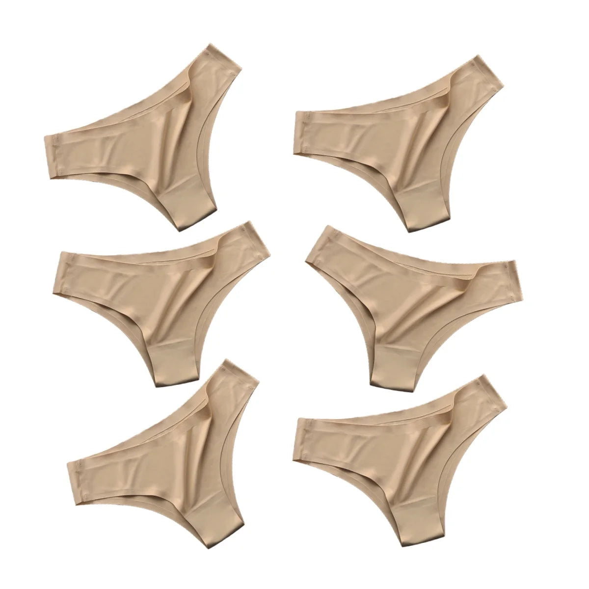 6Pcs/Set Ice Silk Panties Women Seamless Underwear Brazilian Underpants Low Waist G-string Female Solid Color Ultra-thin Briefs