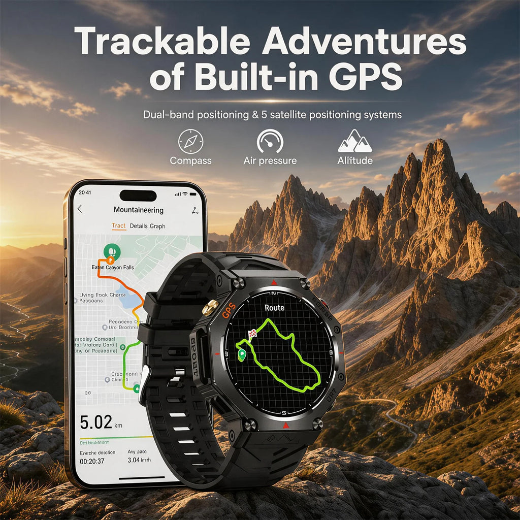 Military Smart Watch T-Rex 3 Bulit-in GPS Compass Altimeter Barometric 10ATM IP69K Waterproof AMOLED Bluetooth Call Smart watch