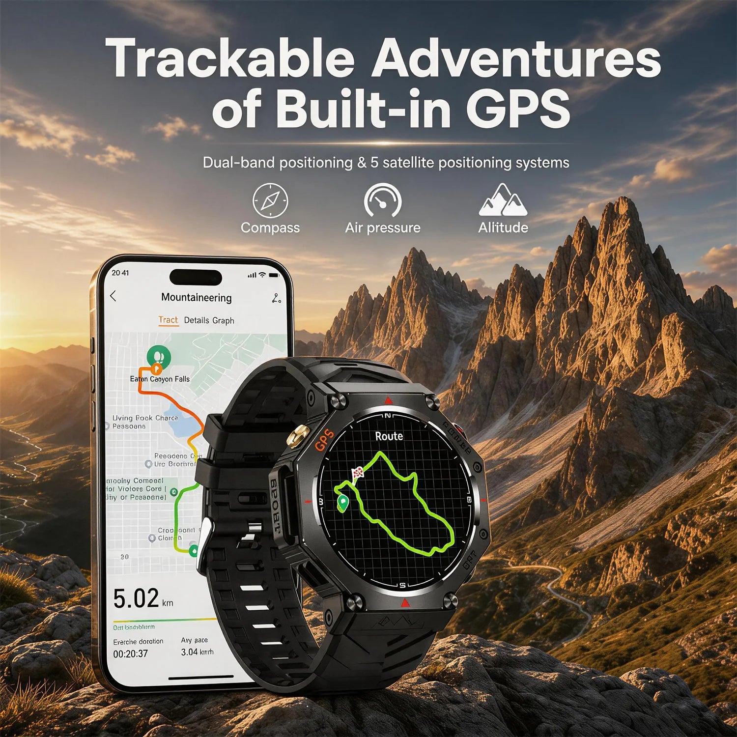 Military Smart Watch T-Rex 3 Bulit-in GPS Compass Altimeter Barometric 10ATM IP69K Waterproof AMOLED Bluetooth Call Smart watch