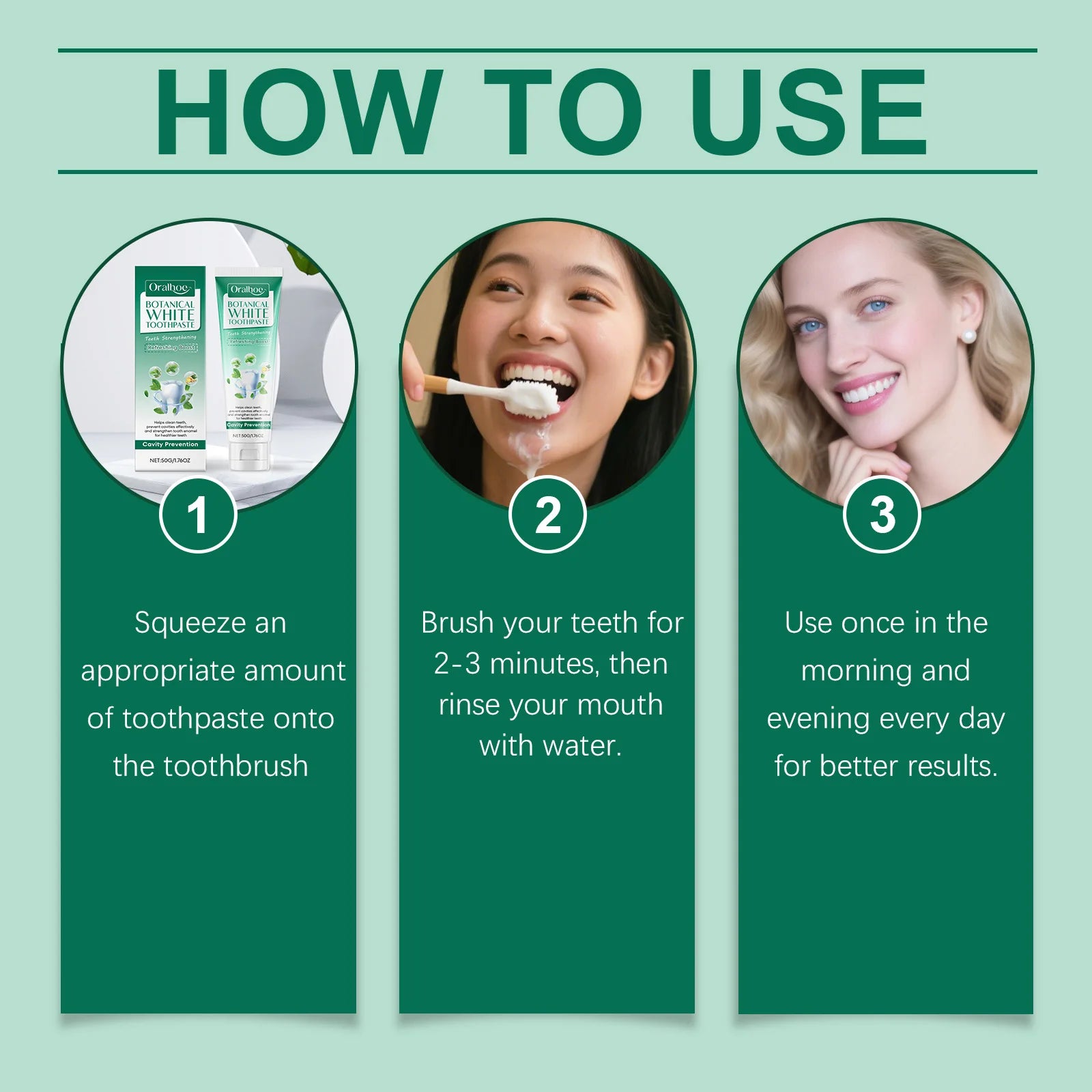 Botanical Toothpaste Contains Plant-Based Active Deeply Clean Teeth Stains Prevent Cavities Long-Lasting Fresh Breath