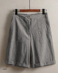 2026 summer new cotton and linen five-piece pants women's high-waisted elastic waist button shorts loose casual shorts
