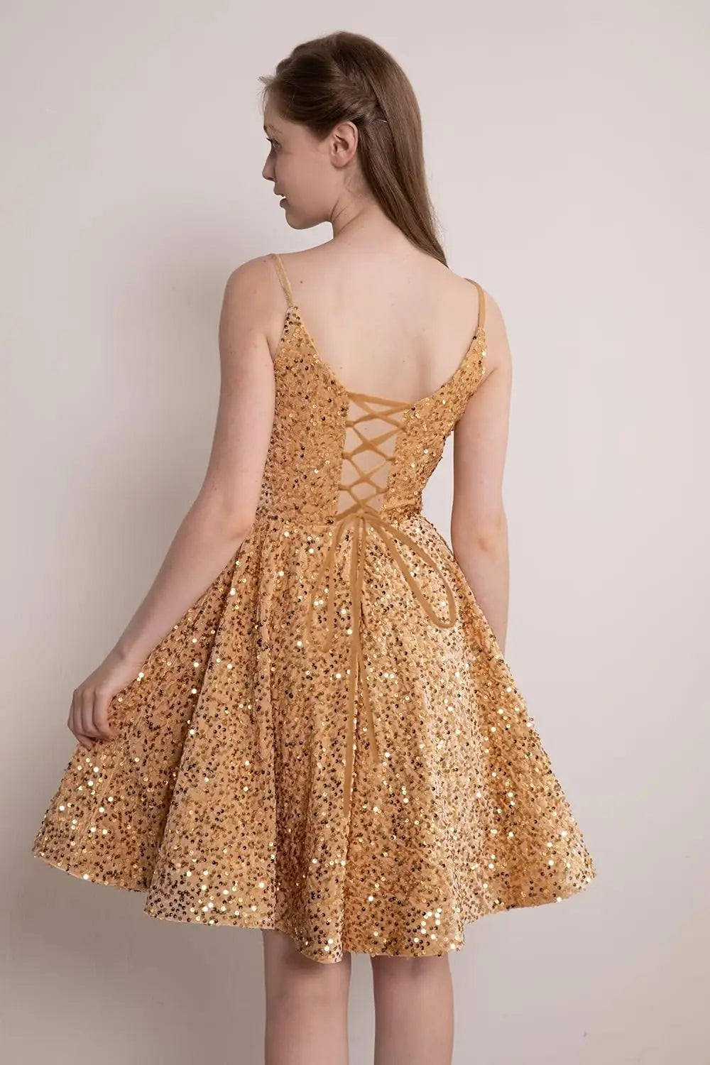 2026 Sequin Homecoming Dresses for Teens Sparkly Spaghetti Strap Short Prom Dress A-line Formal Cocktail Party Gowns