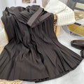 2026 Elegant High Waist Pleated Skirt for Women Mid-long Midi Skirt Female High Quality Black Saia