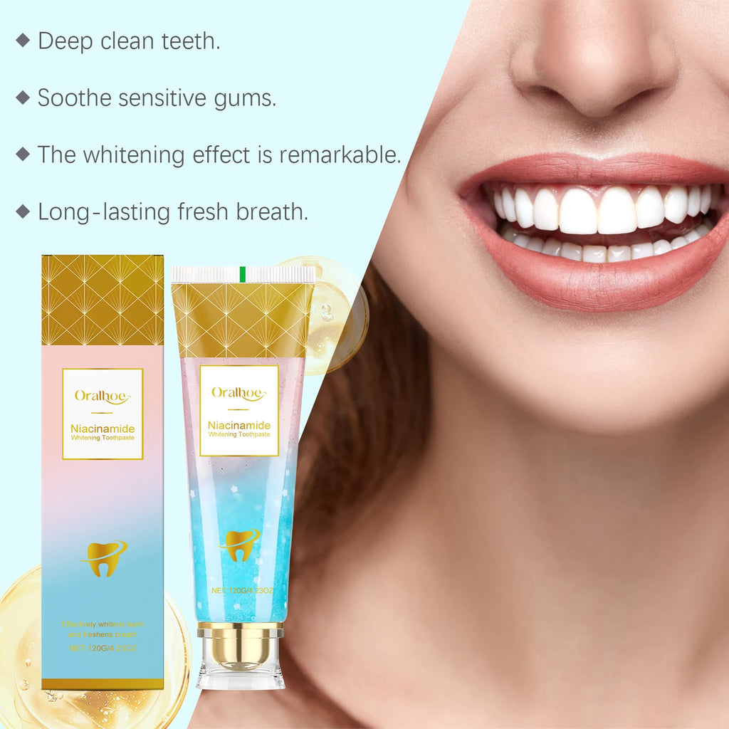 Niacinamide Stain-Removing Toothpaste Effectively Removes Yellow Teeth Plaque Long-Lasting Fresh Breath Niacinamide toothpaste