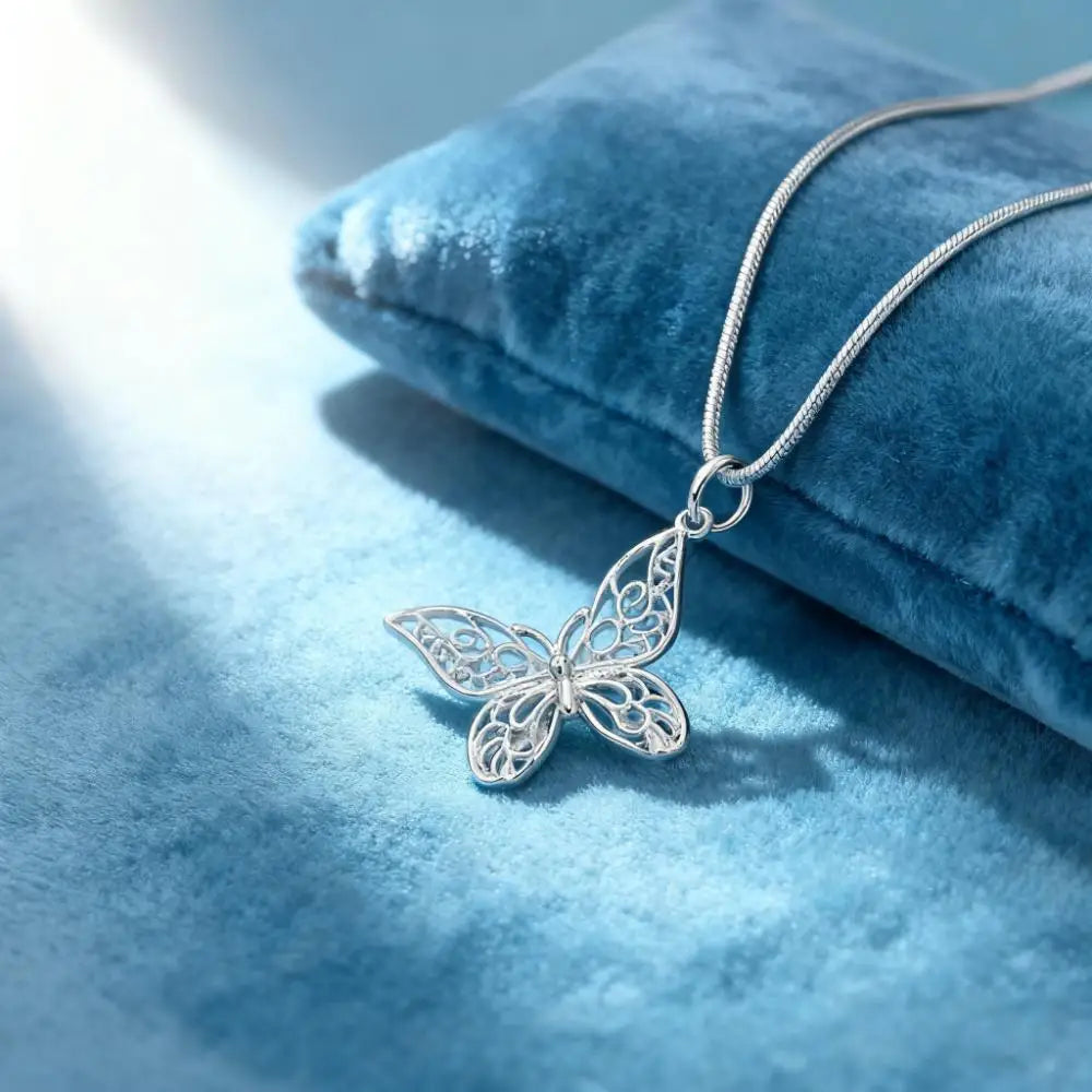 Fashion kpop 925 Sterling Silver Butterfly Necklace 18/20/22/24/28/30 inch Snake Chain For Women Wedding Engagement Jewelry
