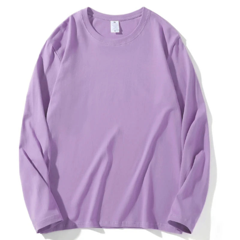 2026 Autumn Women Leisure Cotton Daily Long Sleeve Tops Lady Versatile Round Neck Baggy Clothes Female Concise Solid T-shirts