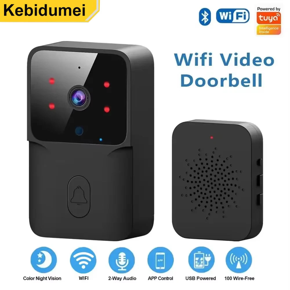 Tuya WiFi Video Doorbell Smart Home Door Bell Wireless Rechargeable Battery Outdoor HD Camera Two-Way Audio Visual Doorbell