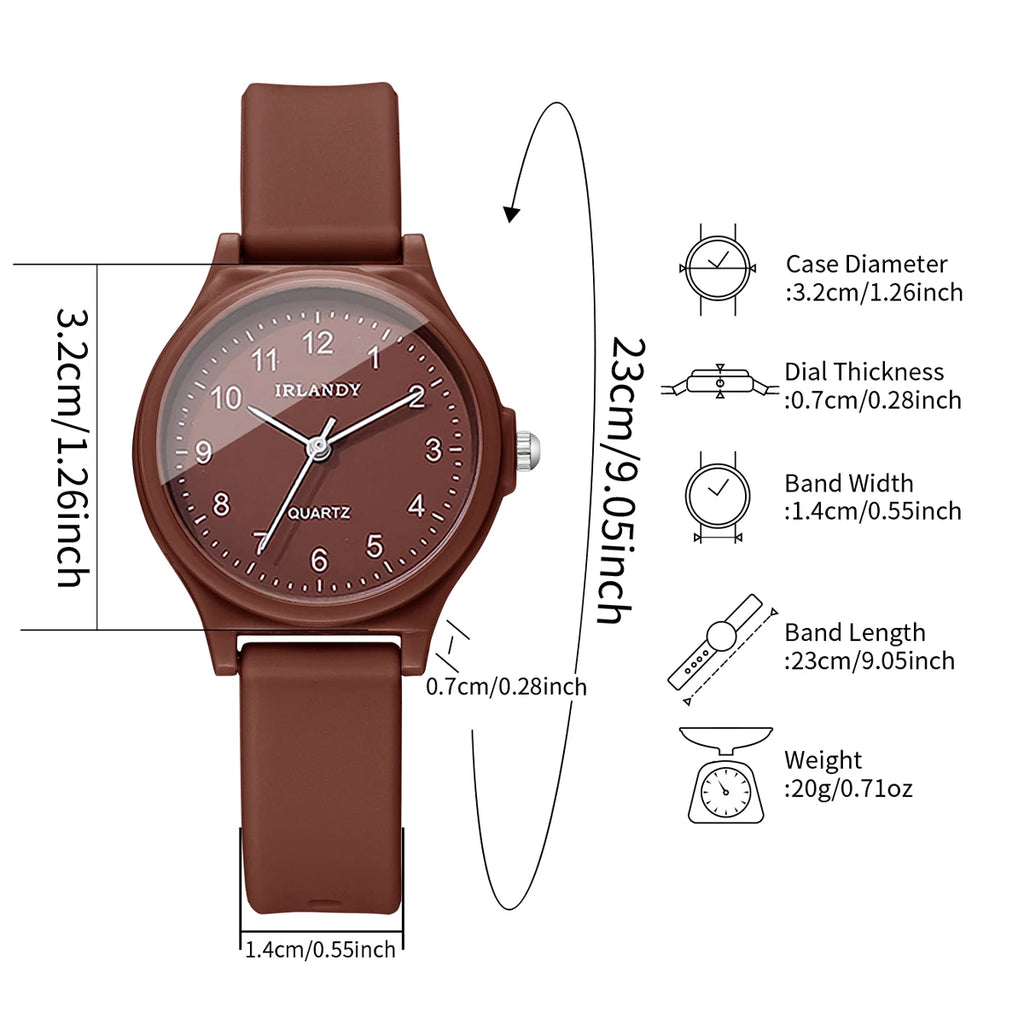 Fashion Silicone Band Women Quartz Watch Simple Arabic Dial  Girls Students Wristwatches Reloj Mujer (Without Box)