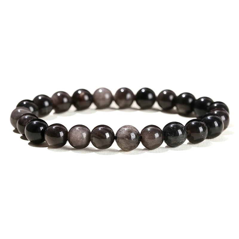 JD Natural Stone Beads Bracelet Amethyst Tiger Eye Crystal Quartz Agate Gem Beads Bangles Women Men Reiki Healling Jewelry Gift