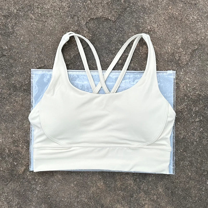 Women Sports Bra Sexy Criss Cross Straps Back High Support Impact Yoga Underwear Running Fitness Gym Padded Bralette
