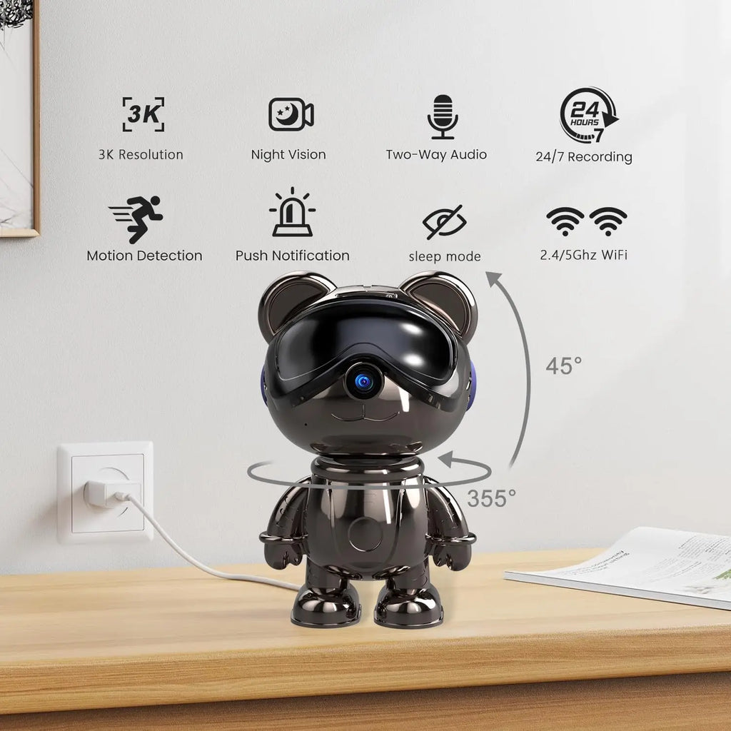 Indoor WiFi Security Camera, 5MP Pan/Tilt Baby Monitor & Pet Camera with AI Motion Tracking & Auto-Follow, Anti-Glare IR Night Vision, Privacy Mode, Compatible with Alexa & Google Home