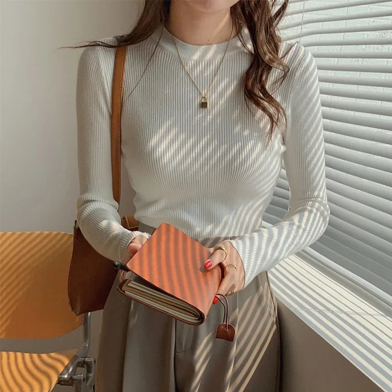Autumn Winter 2026 Chic Casual Basic Women Sweater O-neck Solid Knit Slim Pullovers Female Long Sleeve Warm Versatile Sweater
