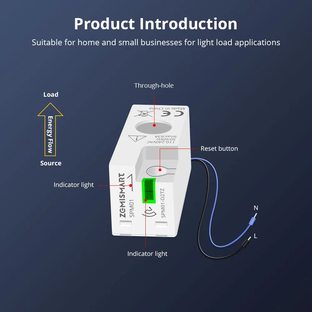 Zemismart Smart Energy Meter Zigbee Monitor Electric Sensor Measure Work with Tuya App Supports Homey and Smartthings