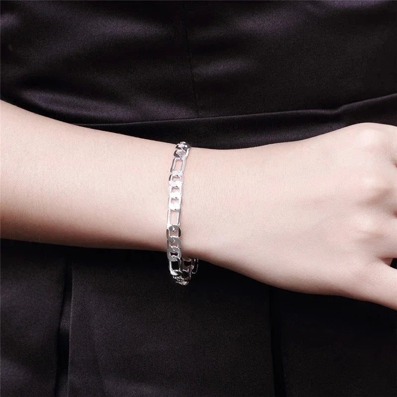 925 Sterling Silver Bracelets Charm Classic 6MM Chain for Women Men Wedding Party Christmas Gifts Hot Fashion Jewelry
