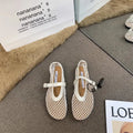 2025 New Hollow Mesh Women's Flat Ballet Shoes - Casual Fashion Versatile Breathable Fishnet Sandals