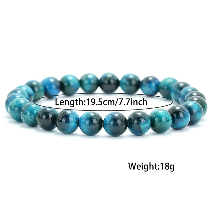 6/8/10/12mm Premium Beaded Bracelet Men Women Natural Blue Tiger Eyes Stone 4 Sizes Elastic Bangles Meditation Healing Jewelry