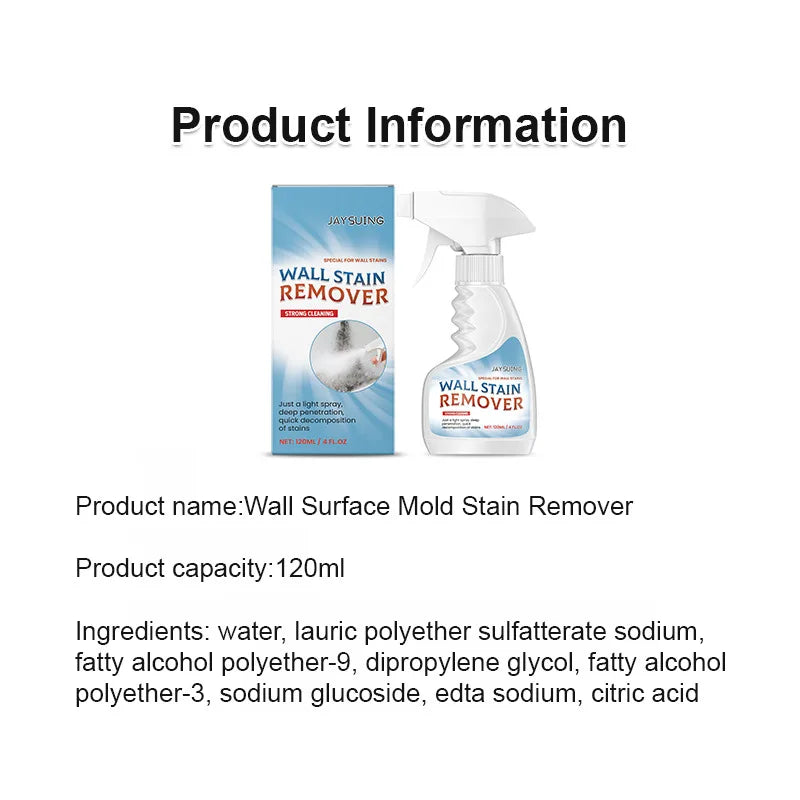 Powerful Mold Cleaner Remover Household Bathroom Water Sta Stain Removal Cleaning Spray Wall Stain Cleaner for Shower Tile Grout
