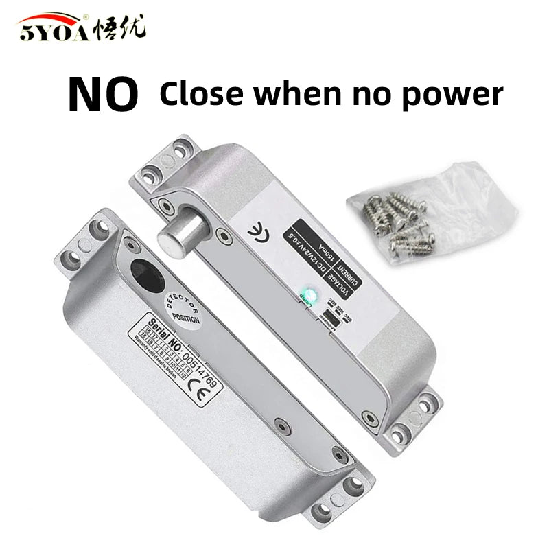5YOA Smart Electric Mortise Locks with Drop Bolt DC12V Electronic Lock Adjustable Time Delay Fail Safe Mode for Access Control