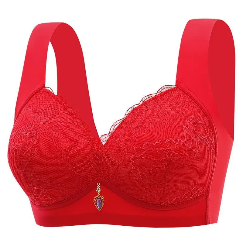 Gather Breathable Comfortable Breast-free Underwire Middle-aged Mom Bra With Large Size Front Buttons Nursing Underwear