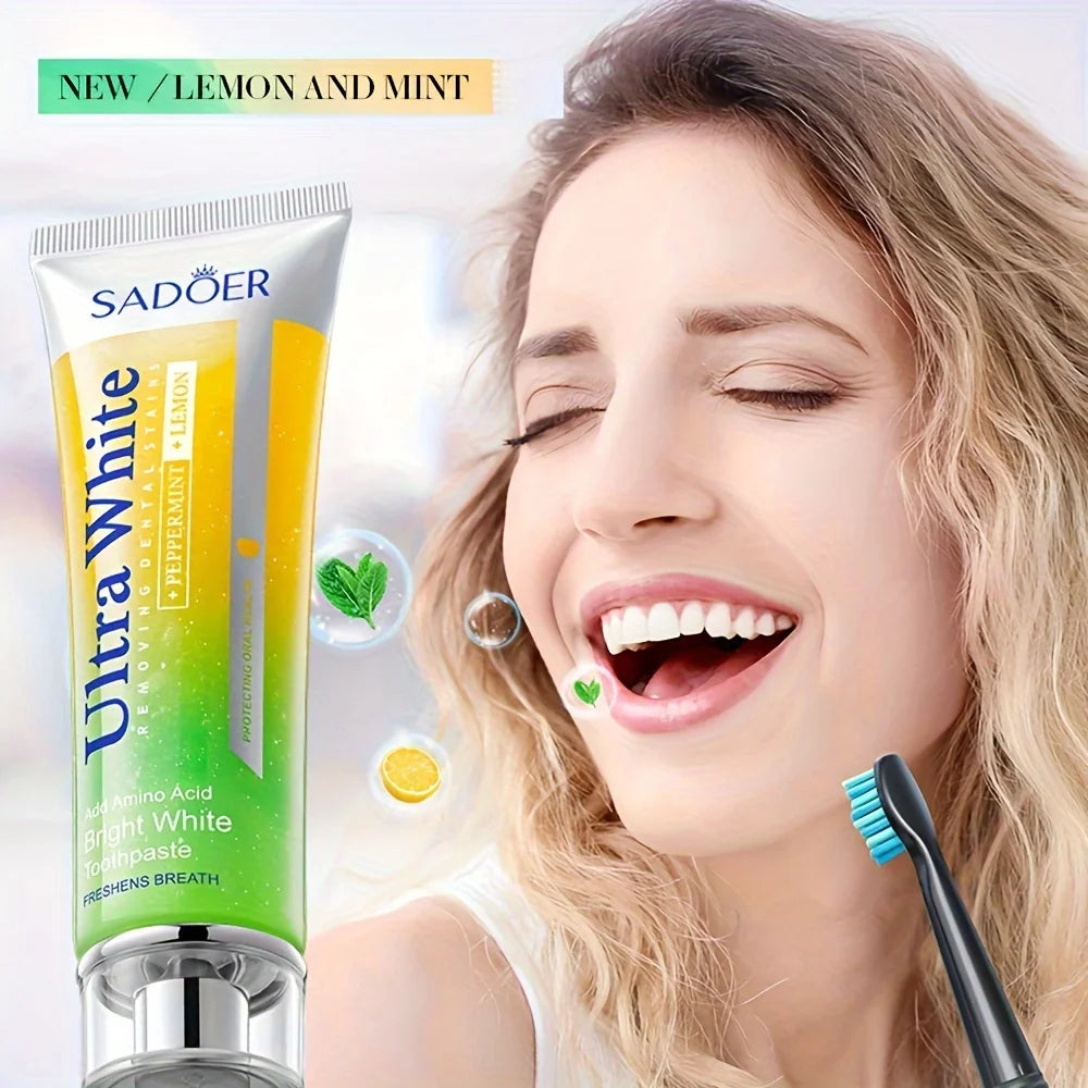 Lemon Mint Whitening Toothpaste Cleaning Teetch, Peppermint And Lemon Brightening Teeth Toothpaste Fresh Breath 100g