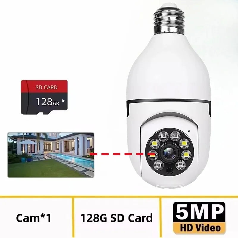 WiFi IP Camera E27 Bulb Cam 8MP Wireless Baby Monitor AI Tracking Security Video Surveillance Pet Cameras 5MP SmartLife Indoor