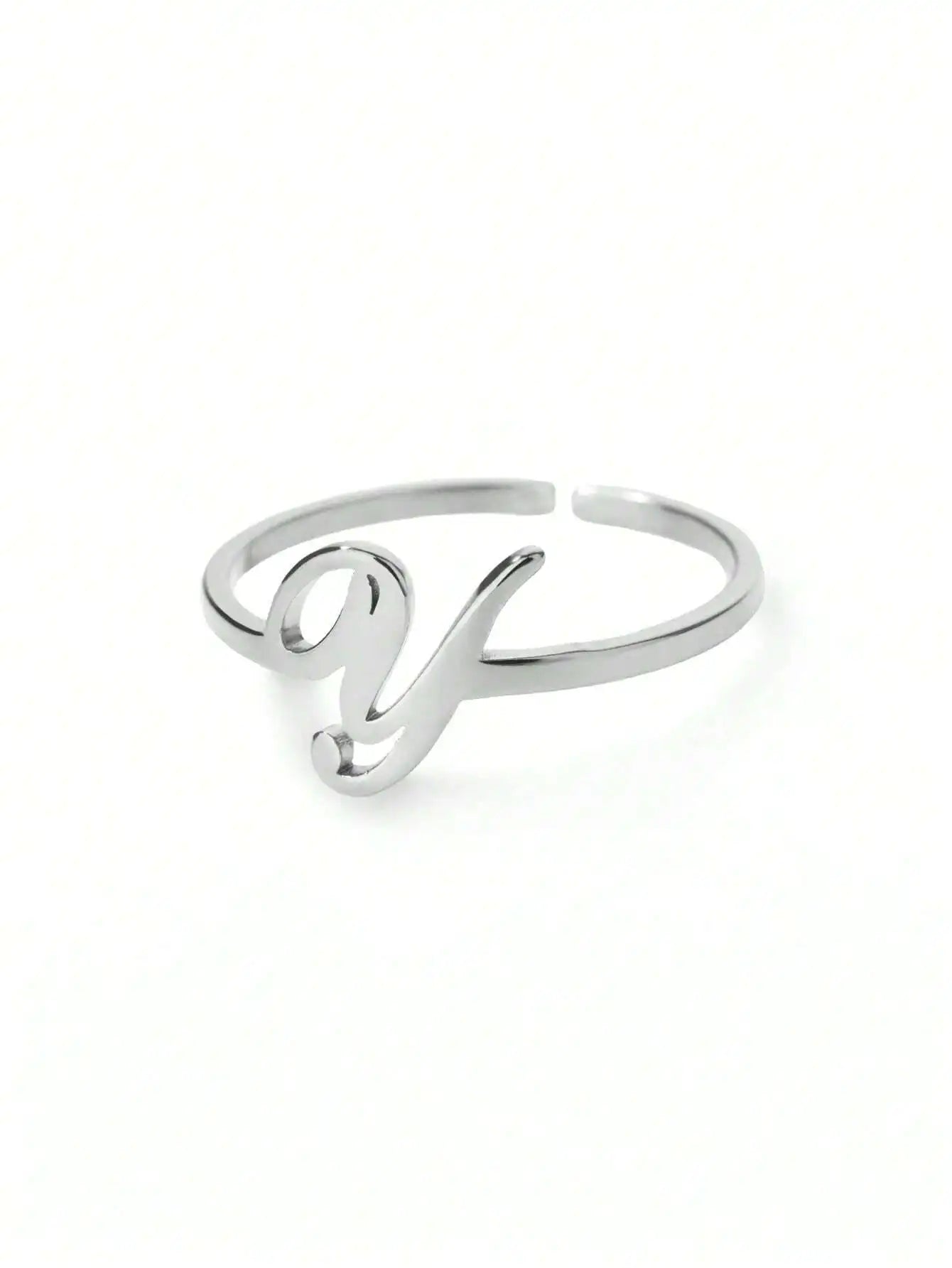 1PC Minimalist Initial Open Ring For Women Men Personalized 26 English Letter Ring Dainty 18K Gold Plated Stainless Steel