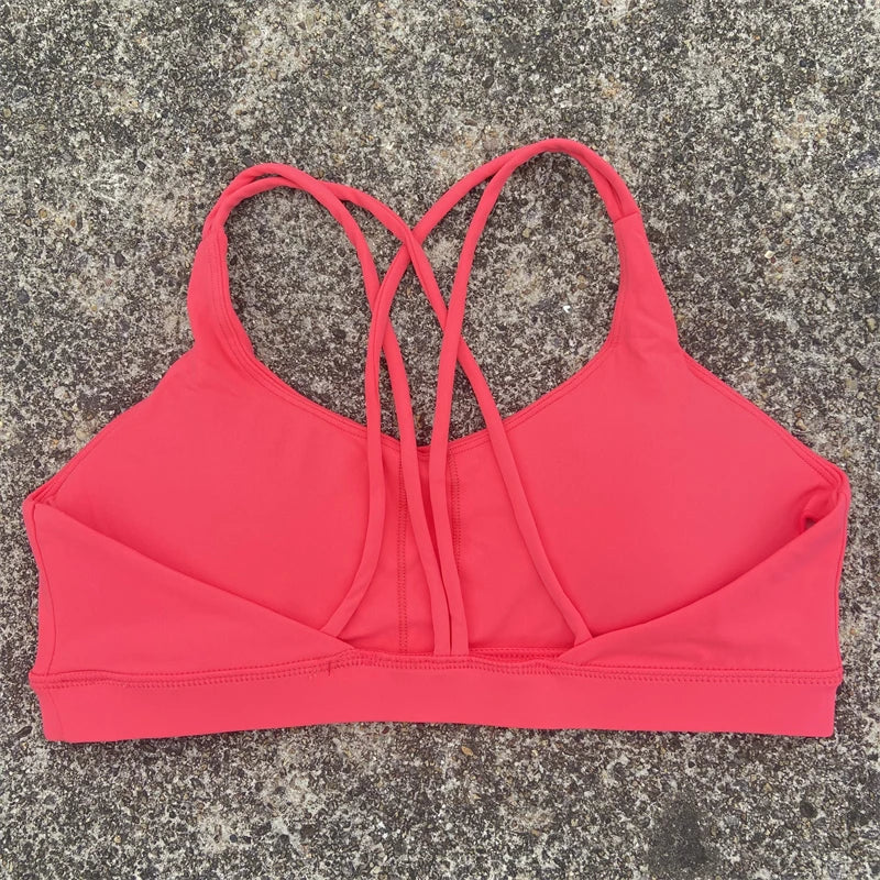 Women Cross Straps Sports Bra Gym Workout Crop Top Yoga Vest High Impact Fitness Bralette Push Up Running Tight Padded Underwear