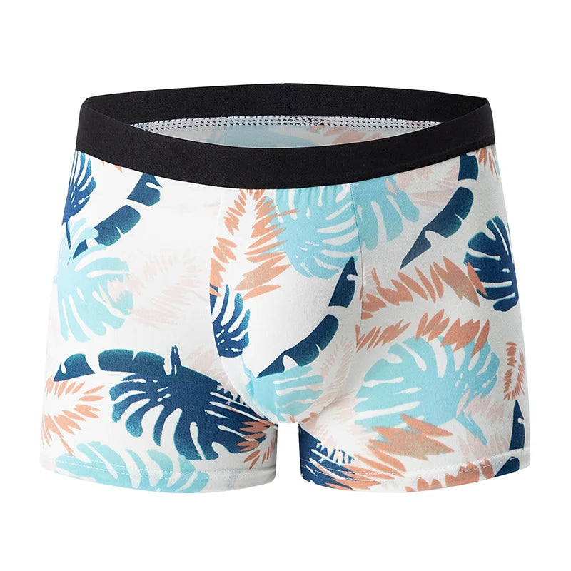 4-piece MEN'S Fashionable and Charming Flower Underwear Comfortable and Breathable Crotch Boxers Teenagers plus Size Underwear.