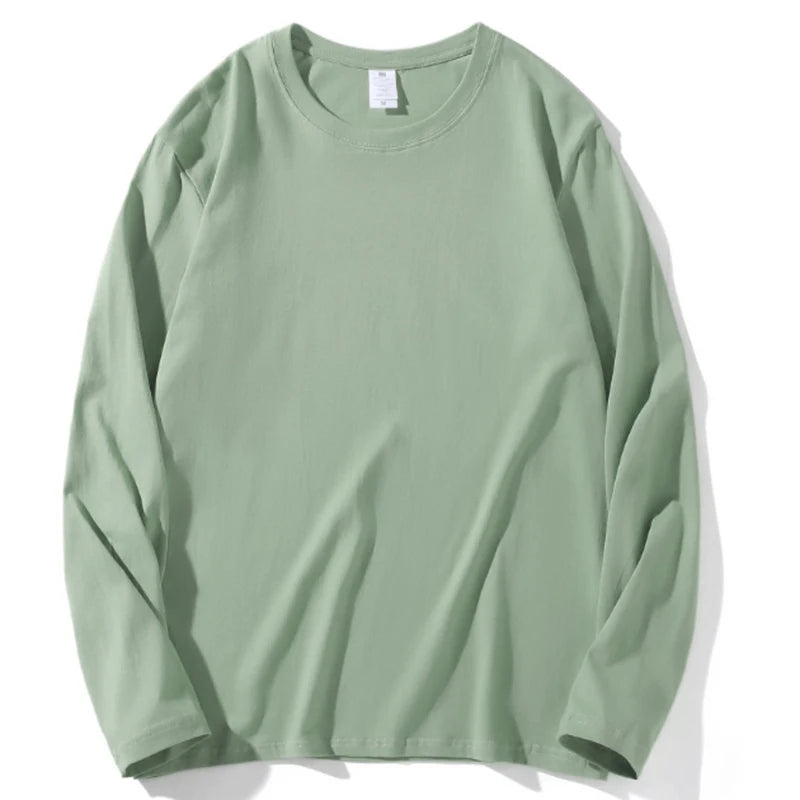 2026 Autumn Women Leisure Cotton Daily Long Sleeve Tops Lady Versatile Round Neck Baggy Clothes Female Concise Solid T-shirts