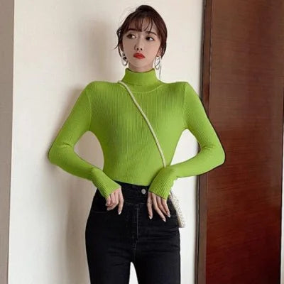 2026 Casual Slim Knitted Pullover Autumn Winter Thick Turtleneck Sweater Base Sweater Korean Style Simple Base Layer Warm Tops
