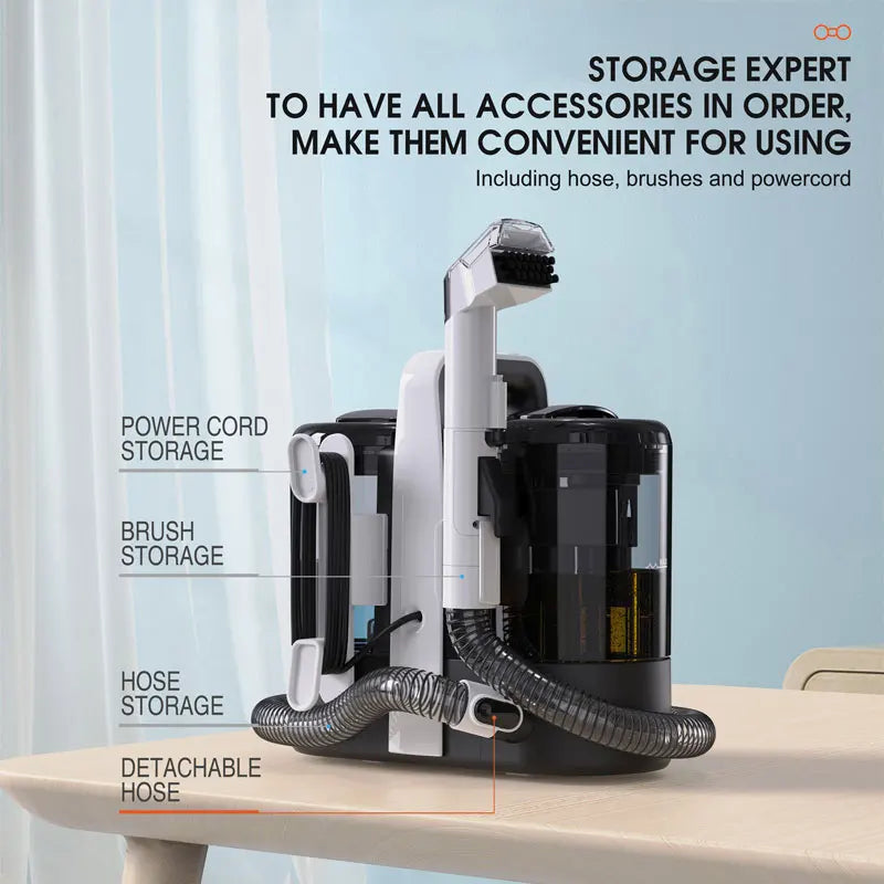 600W Wired Carpet Cleaner Sofa Cleaner Deep Clean High Power Household Spray Suction Cleaning Machine for Floor Pets Living Room