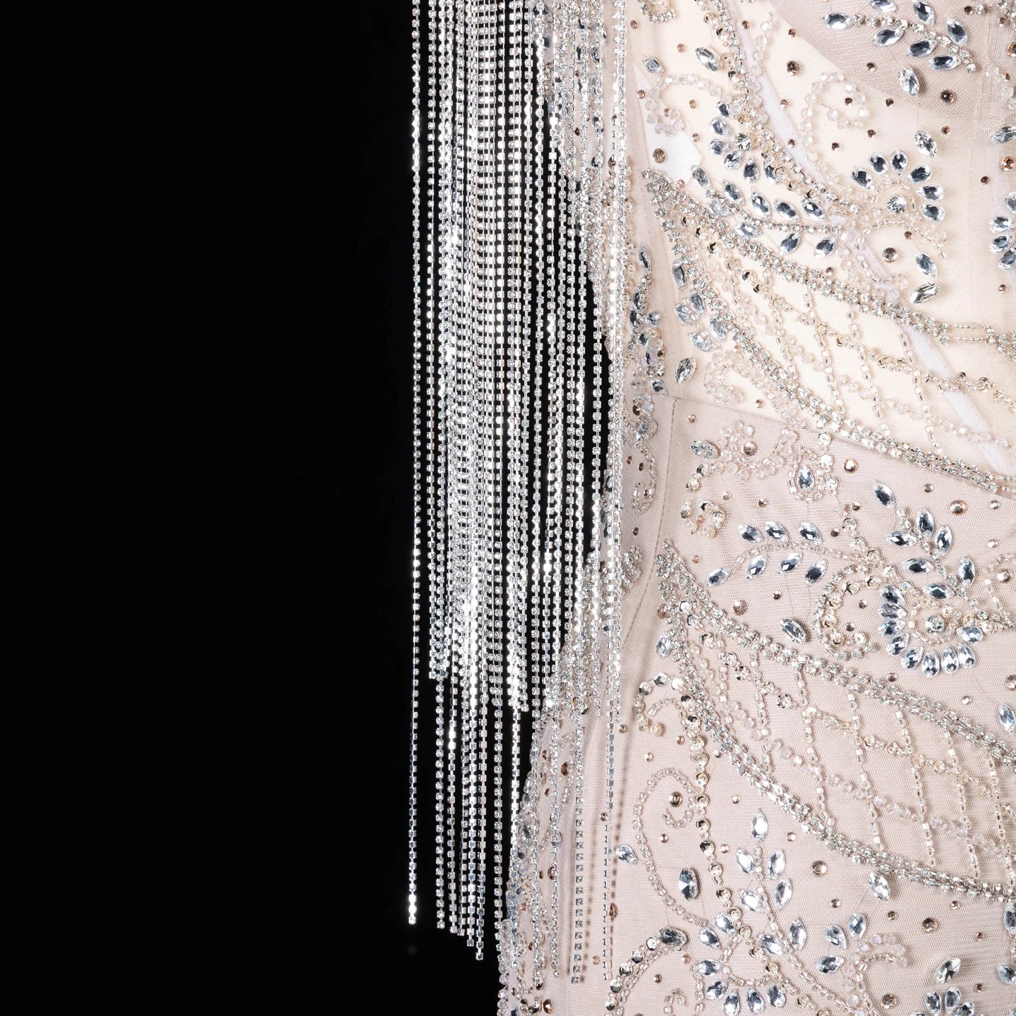 Sharon Said Luxury Mermaid Women's Formal Evening Dress Tassel Crystal High Collar Beaded Saudi Party Gowns SS182 Customized